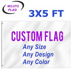 Custom Flag 3x5 Foot Banners - Print Your Own Logo/Design/Words - Vivid Color,Canvas Header,Double Stitched - 100D Polyester