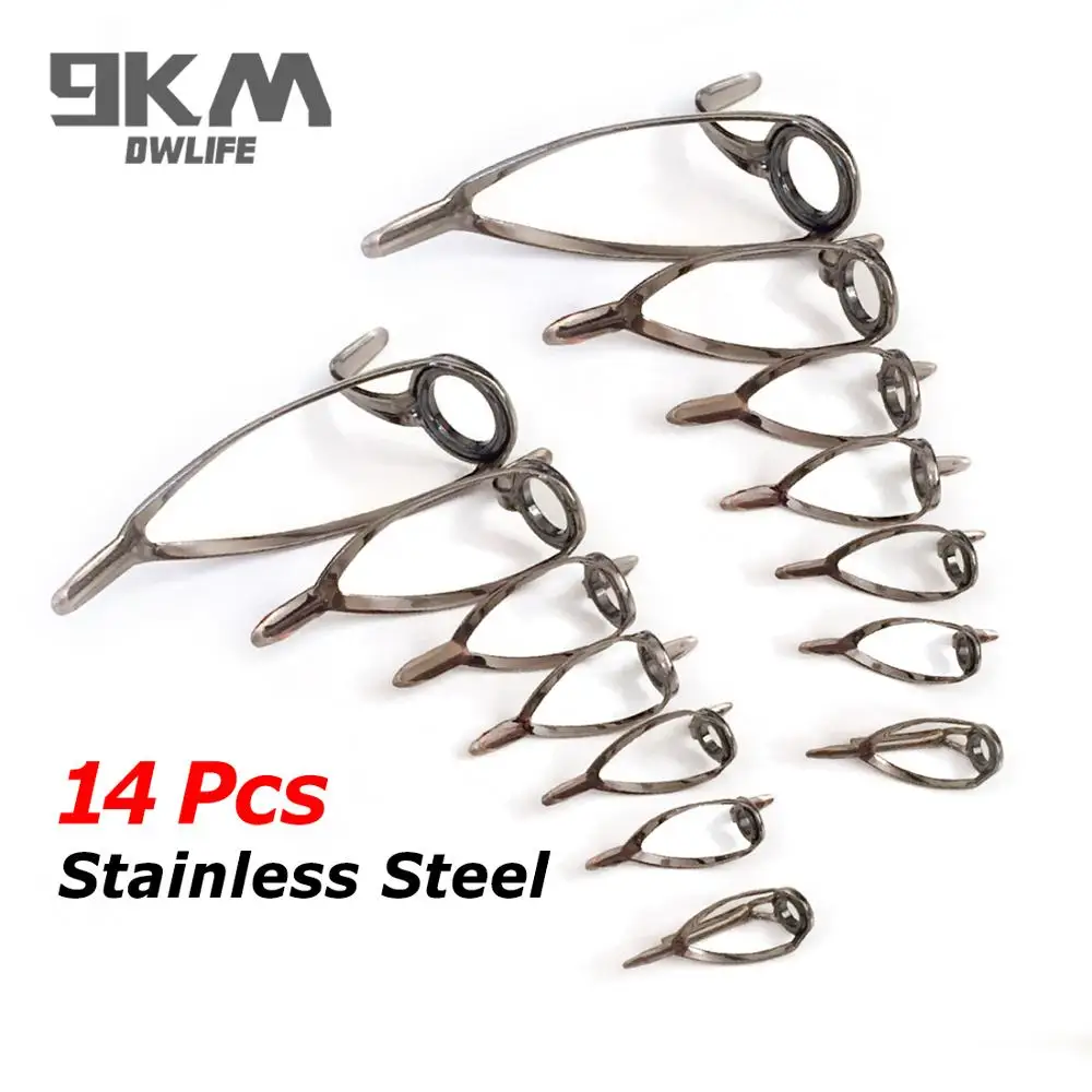 Prowadnice wędkarskie Końcówki 14 szt. Morskie Heavy Duty Wymienne akcesoria wędkarskie ze stali nierdzewnej Ceramiczny pierścień oczkowy Naprawa 4 ~ 14 mm