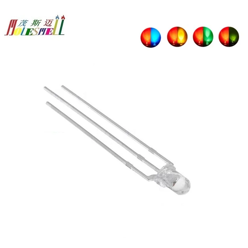 1000pcs 3mm 3-Pin LED Red/Yellow Red/Blue Red/Green Bi-color Water Clear Common Aonde/Cathode Leds Lamp Light Diodes