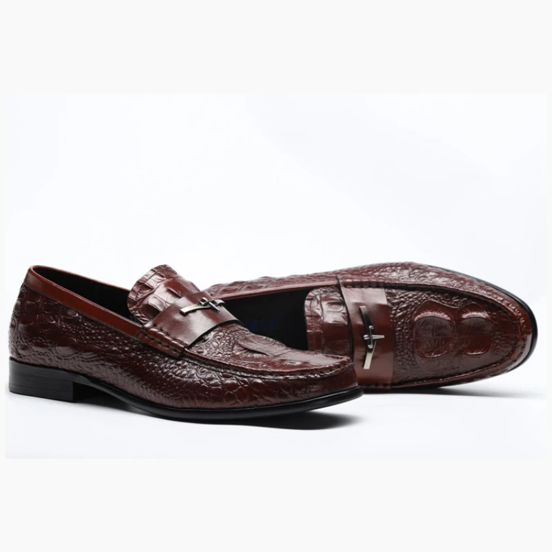 2021 Mens Casual Genuine Flats Loafers Comfortable Business Wine Red Black Formal Boat Men British Leather Shoes