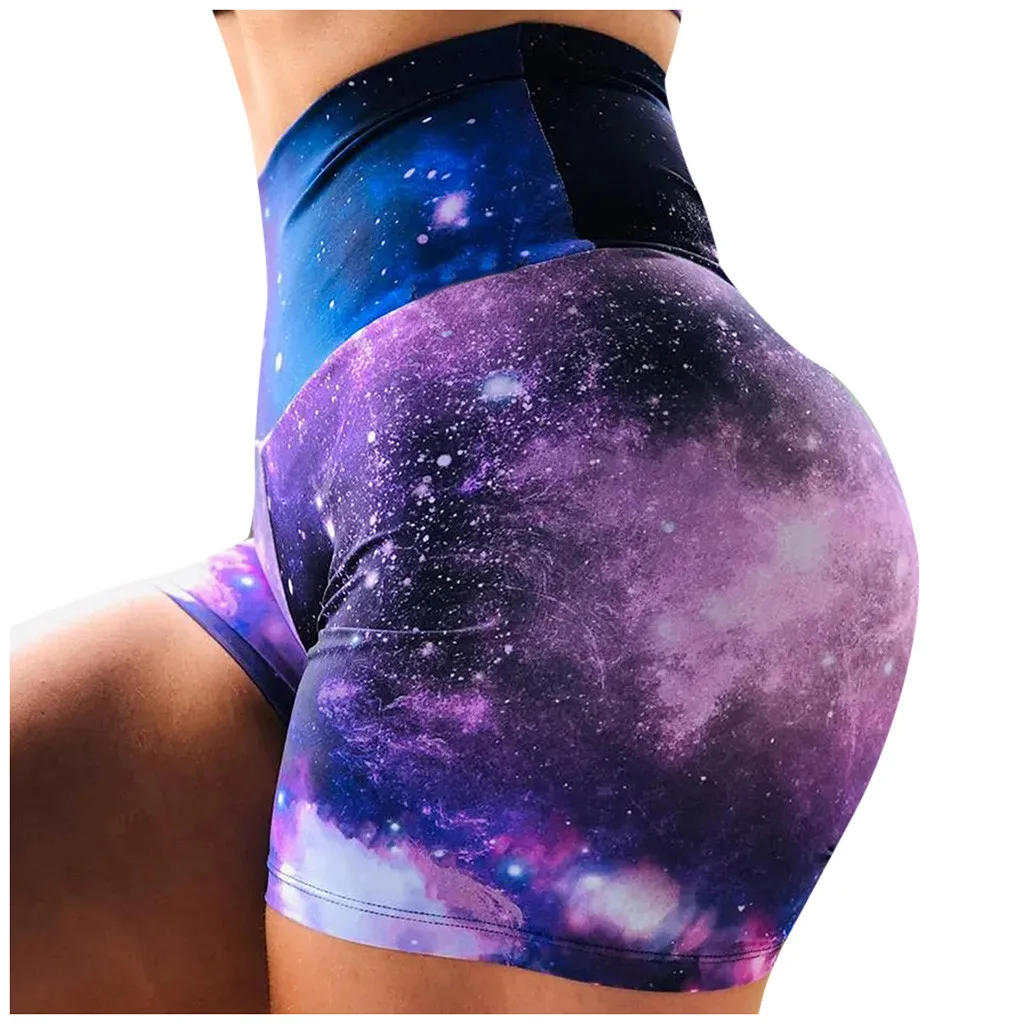 Sexy Womens Shorts Printed Elastic Gym Shorts High-waist Hip Seamless Underpants Running Fitness Shorts