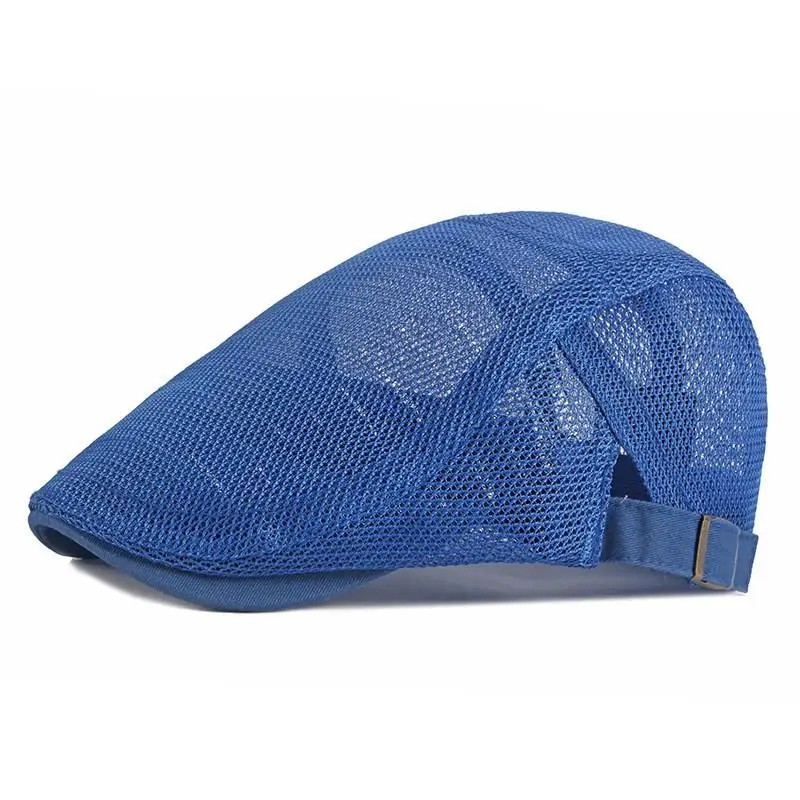 Polyester Summer Fashion Joker Solid Color Mesh Newsboy Caps Flat Peaked Cap Boy and Girl Painter Beret Hats 01