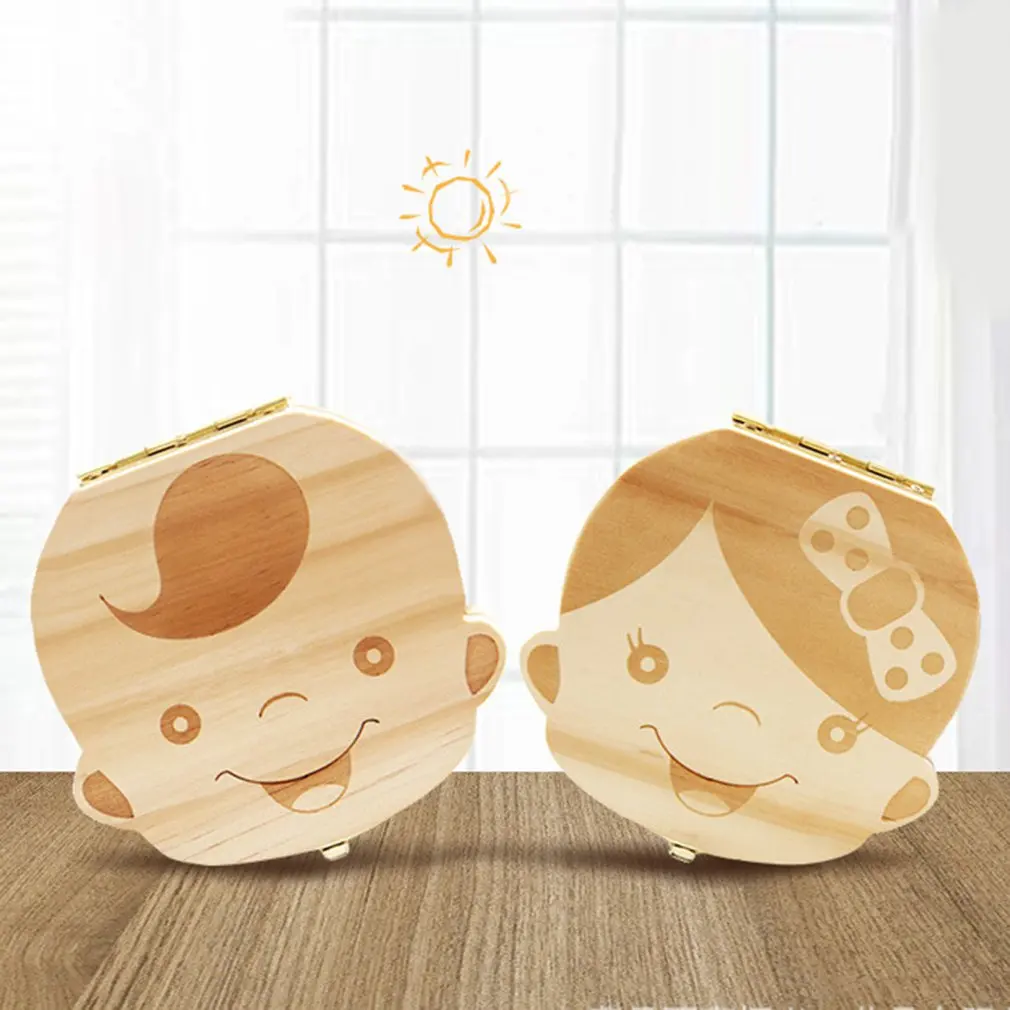 Caja de almacenamiento de dientes de madera para bebés y niños, organizador de cordón Umbilical, pelo Fetal, caja de recuerdo infantil