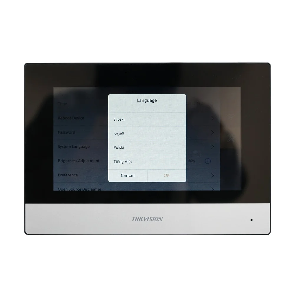 Monitor dalam ruangan DS-KH6320-WTE1 Multi bahasa versi internasional baru, 802.3af POE, app Hik-connect,WiFi, interkom Video