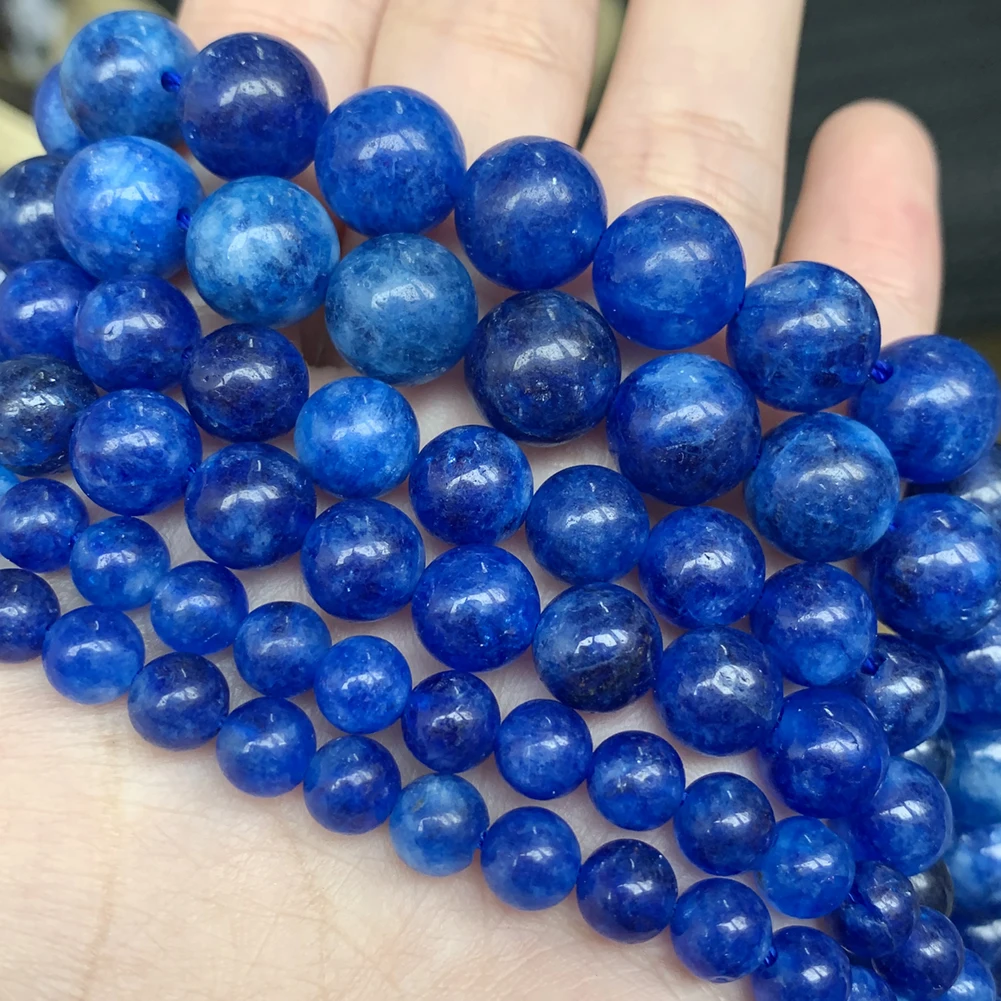 Blue Kyanite Stone Beads For Jewelry Making DIY Bracelet Necklace Round Loose Spacer Accessories Beads  15