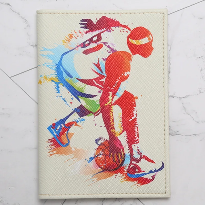 Sports Football Basketball Passport Holder Men\'s PU Leather Passport Protector Cover Travel Passport Wallet ID Bank Card Holders