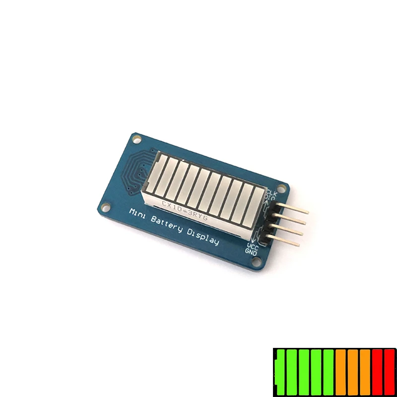 Dongutec styl baterii cyfrowy w kształcie tuby LED poziom naładowania baterii wyświetlacz moduł 3-kolor 10-Segment listwa LED dla Arduino — zdjęcie 2