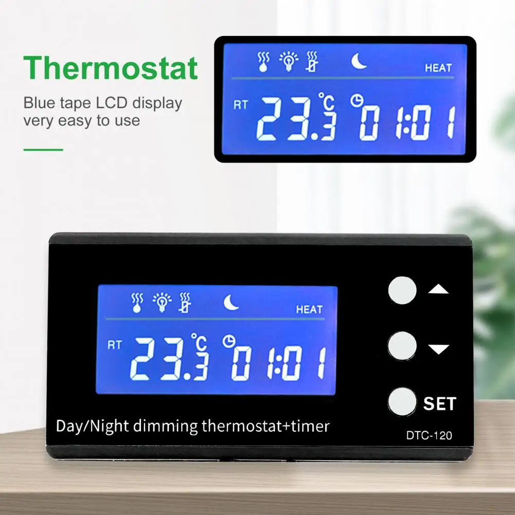 Waterproof Digital Thermostat NTC Sensor Stable Performance Versatile Day/Night Reptile Digital Temperature Controller