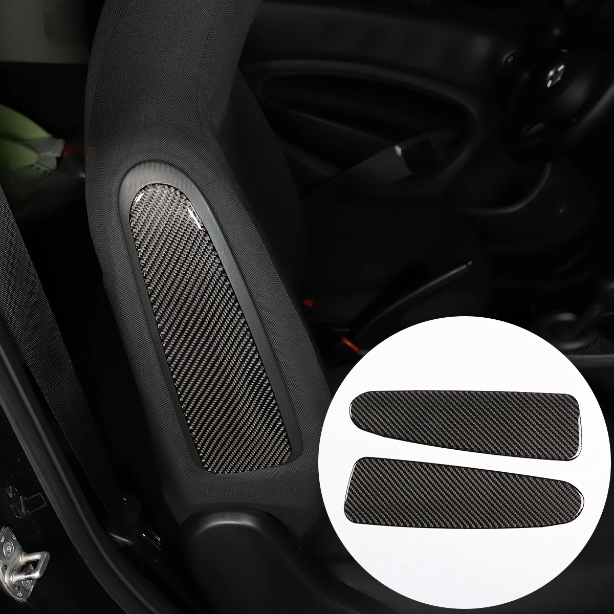

For Mercedes-Benz smart 2016-2021 real carbon fiber seat side panel stickers 2-piece set car interior styling car accessories