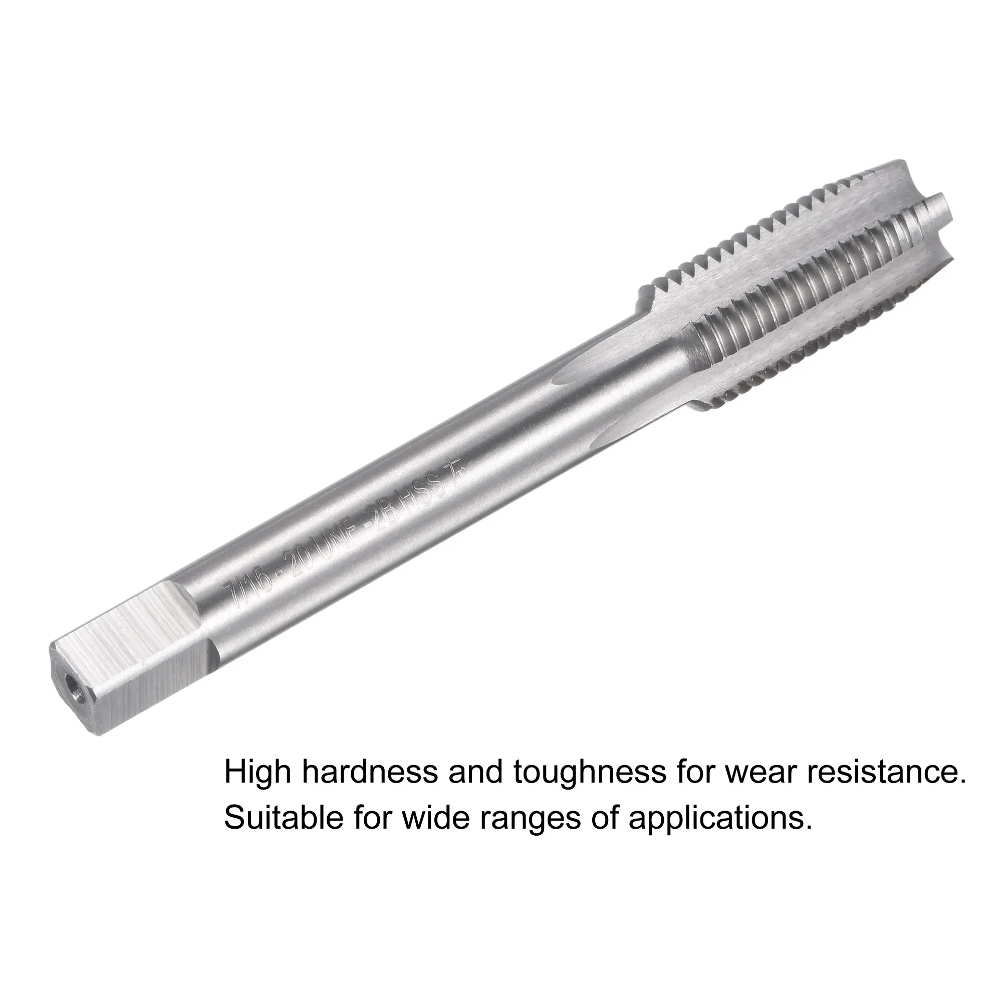 Uxcell-grifo de roscado para fresadora de hilo, máquina de mano izquierda HSS (acero de alta velocidad) 7/16 sin recubrimiento, 4 flautas rectas, 6542 "-20 UNF