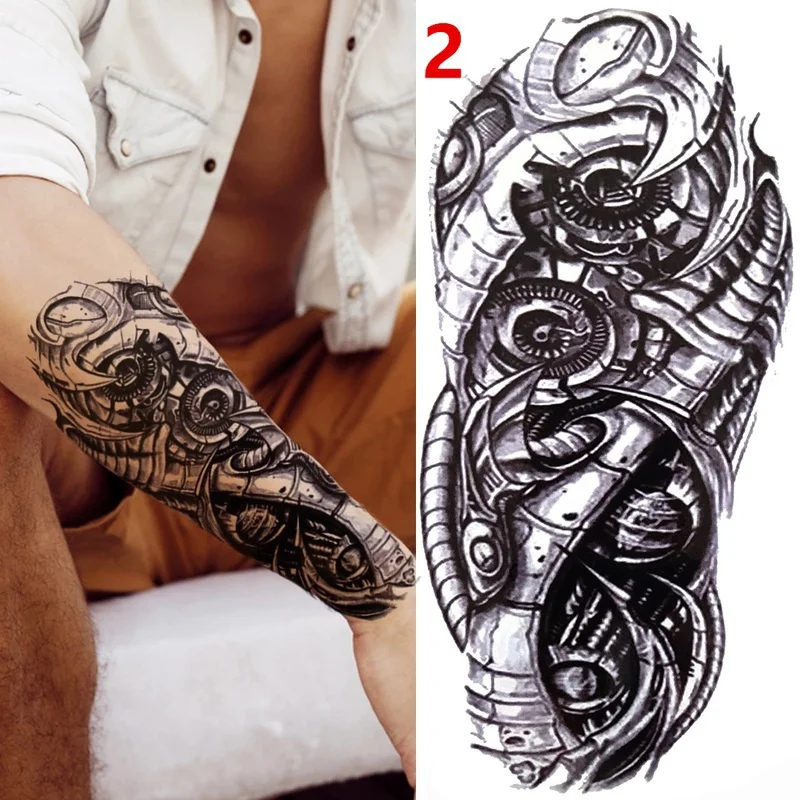 1PC Black Forest Tattoo Sticker For Men Women Tiger Wolf Death Skull Temporary  Fake Henna Skeleton King Animal Tatoo