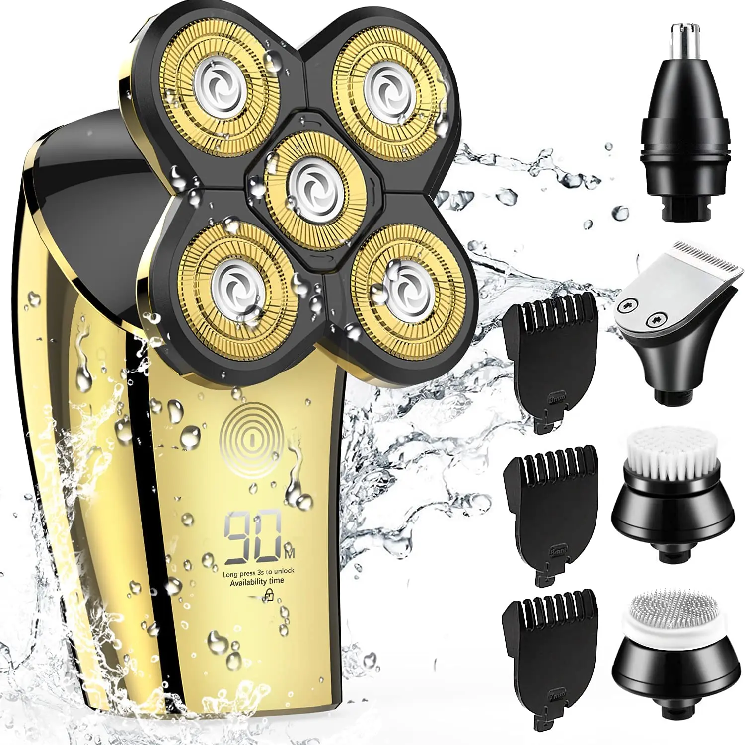 

Rechargeable Electric Shaver for Men 5 in 1 Head Shavers for Bald Wet and Dry Waterproof Electric Razor Bald Head Shaver