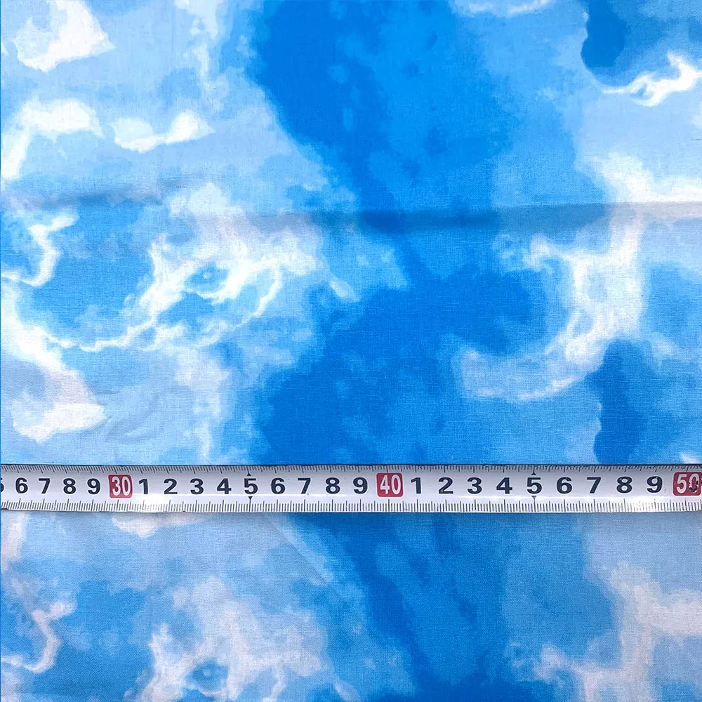 Beautiful,110cm Width,100% Cotton Fabric,Blue Sky White Clouds Pattern Digital Printing,DIY,Sewing Children Clothing Dress