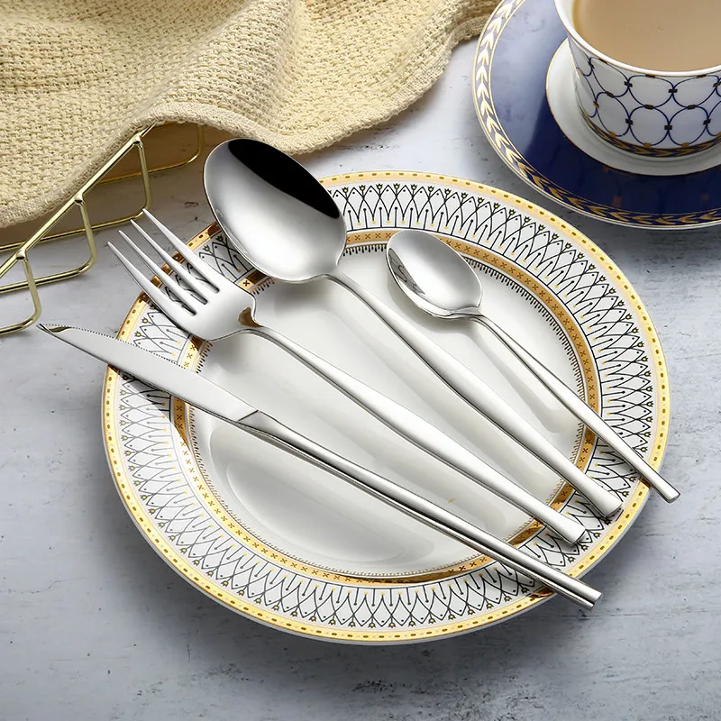 

Stainless Steel Cutlery Silverware Spoon Set Dinner Set Matte Gold Cutlery Knives Forks Spoons Dinnerware Set Eco Friendly