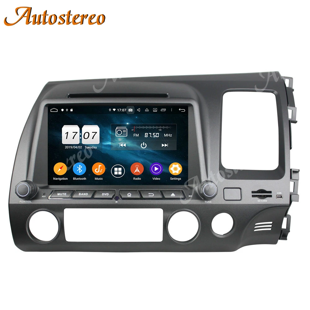 2Din 8 rdzeń CPU Android10 samochodowy odtwarzacz DVD odtwarzacz GPS nawigacja dla Honda Civic 2007-2011 odtwarzacz multimedialny jednostka główna Radio RHD Dashboard