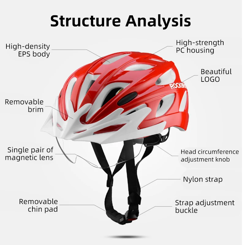 ROCKBROS Bicycle Helmet Cycling EPS Ultralight Outdoor MTB Adjustable Men Women Bike Split Integrally-Molded Helmet Accessory