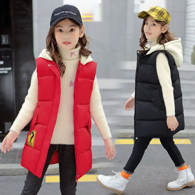 Fashion Kids Girls Warm Vest Autumn Winter Thicken Add Wool Sleeveless Coats for Teenage Cotton Children Outerwear Sport Jackets