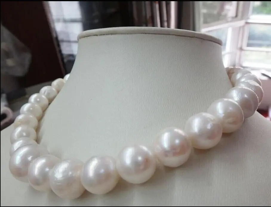 

HUGE 18"12-13MM NATURAL AUSTRALIAN SOUTH SEA GENUINE WHITE NUCLEAR PEARL NECKLACE Free Shipping