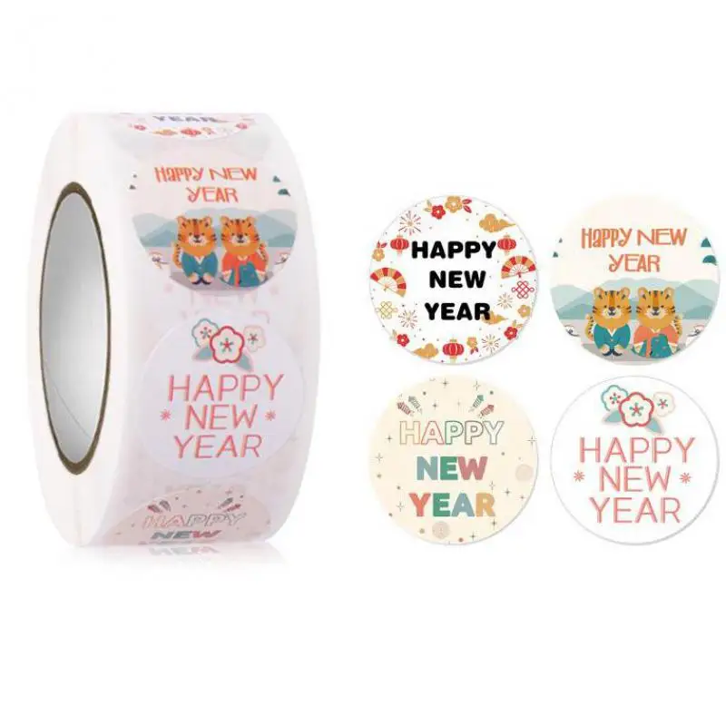 2024 Happy New Year Stickers Holiday Greeting Labels, Decorative Stickers for Christmas Holiday Gifts Cards Envelopes Boxes