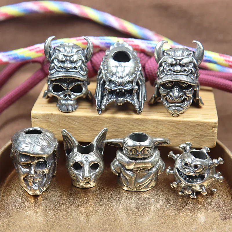 7 Styles Silver Color Knife Beads DIY Paracord Woven Lanyard Pendants Accessories EDC Outdoor Tool Charms White Brass Hot Sales