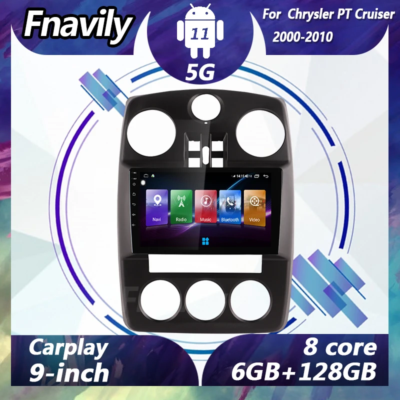 

Fnavily 9" Android 11 car audio For Chrysler PT Cruiser video dvd player car radio stereos navigation GPS DSP 2000-2010