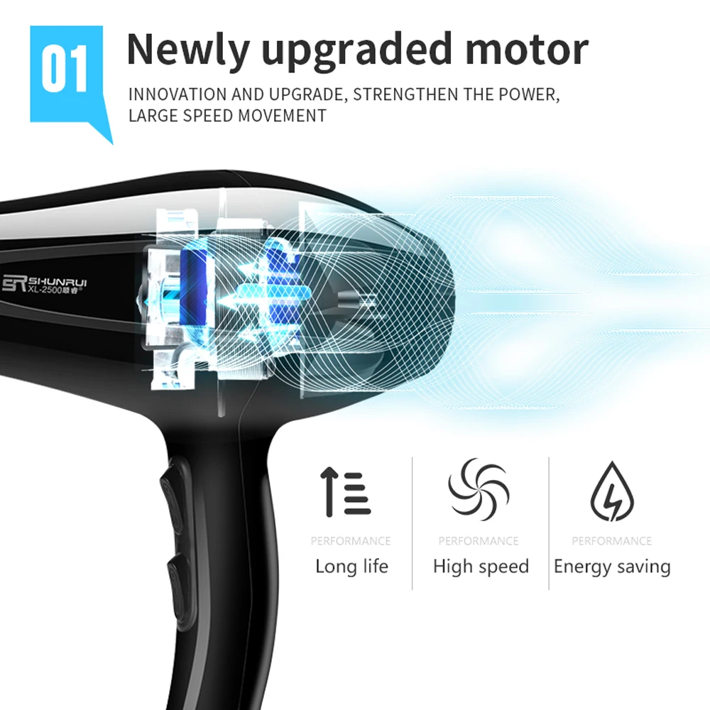Powerful Professional Hair Dryer Electric Blowdryer Hot and Cold Air Hairdryer Modeling Barber Salon Tools Hairdressing Portable
