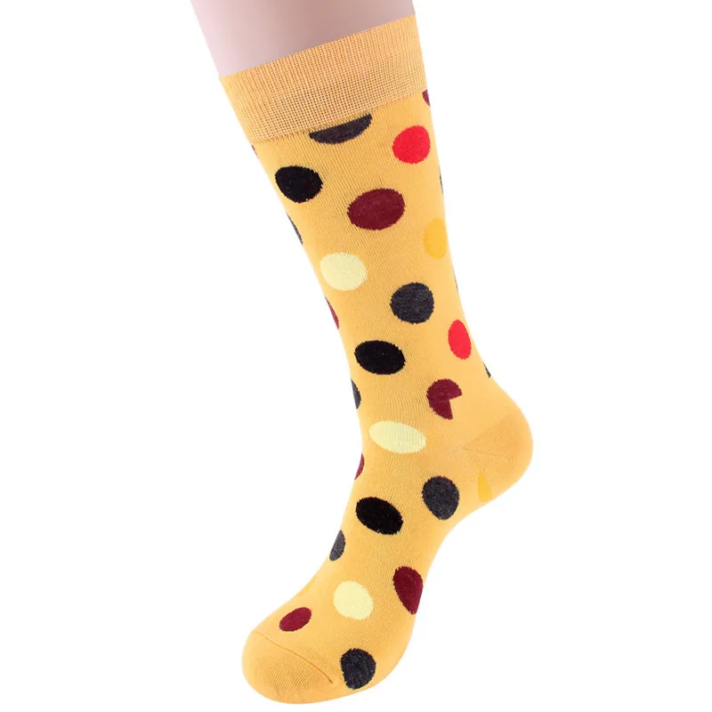 PEONFLY Classic Colorful Dot Printed Happy Socks Men Casual Combed Cotton Harajuku Socks Funny Crew Socks For Business