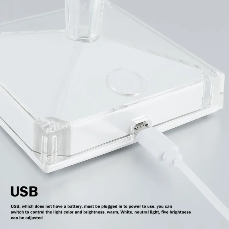 Rechargeable Night Light USB Crystal Desk Lamp Led Table Lamp Home Decor Nights Lights Lamp Indoor Lighting Xmas Decoration