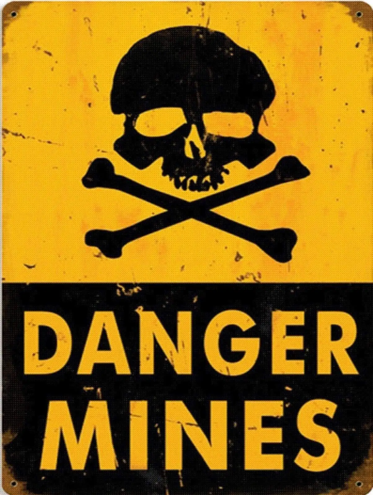 Vintage Retro Reproduction Danger Mines Do Not Enter Warning Metal Tin Sign Tin Sign 8x12 Inches