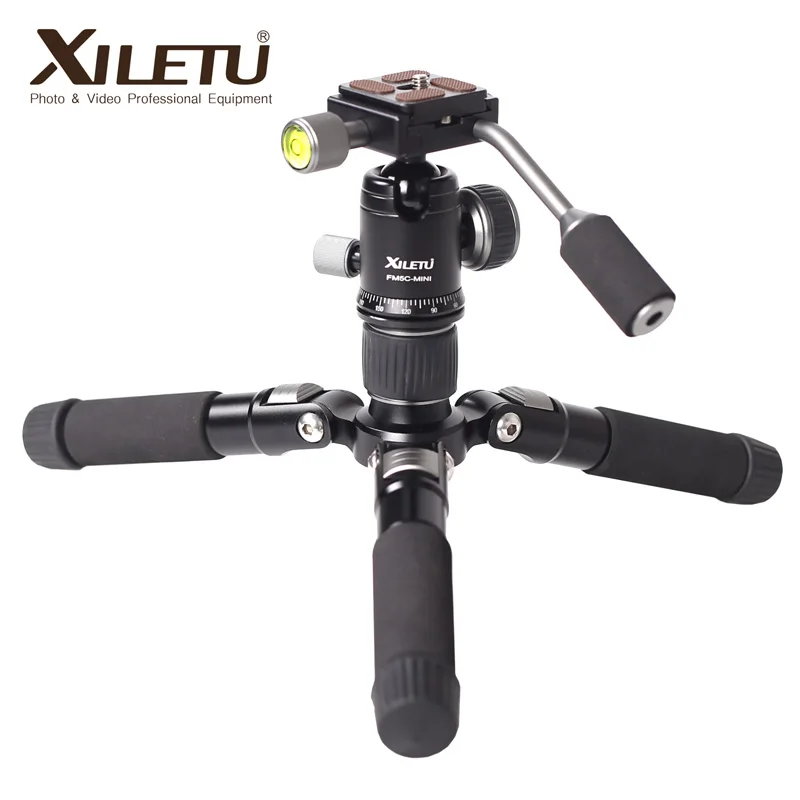 XILETU FM5C-MINI Aluminum Mini Tripod Ball Head Digital SLR Camera Tabletop Stand Lightweight Desktop Phone Triangle Bracket