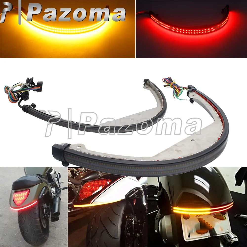 Dual Twin LED Sequential Turn Brake Light Bar Bracket Fender Eliminator Kit Double LED Tail Blinker Light for Suzuki M109R M90