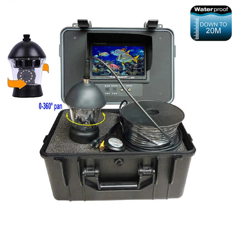 

7inch LCD Underwater Video Fish Finder Fit System Support DVR 700TVL 360 Degree Rotating Camera With 12pcs LEDS 20m Cable