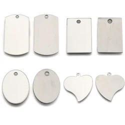 50pcs 201 Stainless Steel Rectangle Blank Stamping Tag Pendants Engraving Charm DIY Necklace Keychain Jewelry Making Accessories