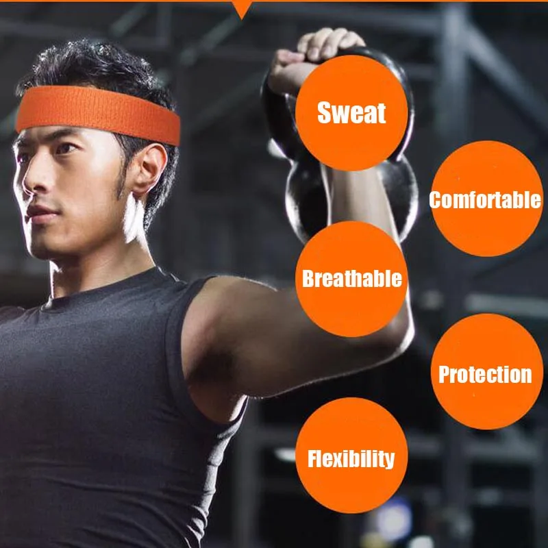 Sport Sweat Sweatband Headband Yoga Hair Band Stretch Elasticity Sports Basketball Gym Elastic Biker Headband Unisex