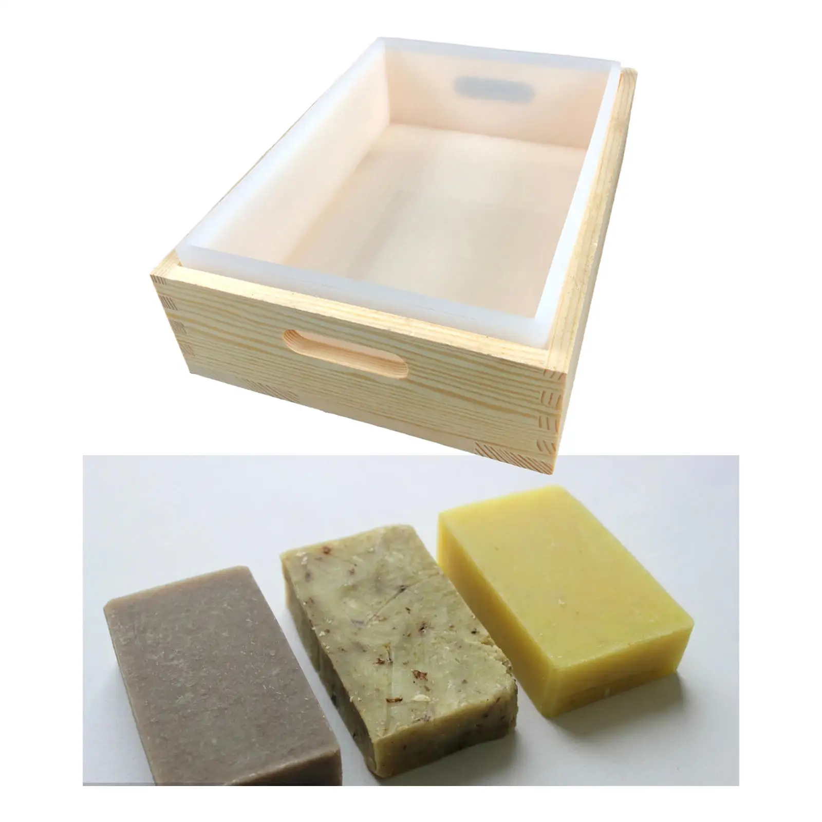 Soap Mold With Wood Box Cover Silicone Material Liner Large Rectangle For Handmade Cold Soap Making Supplies