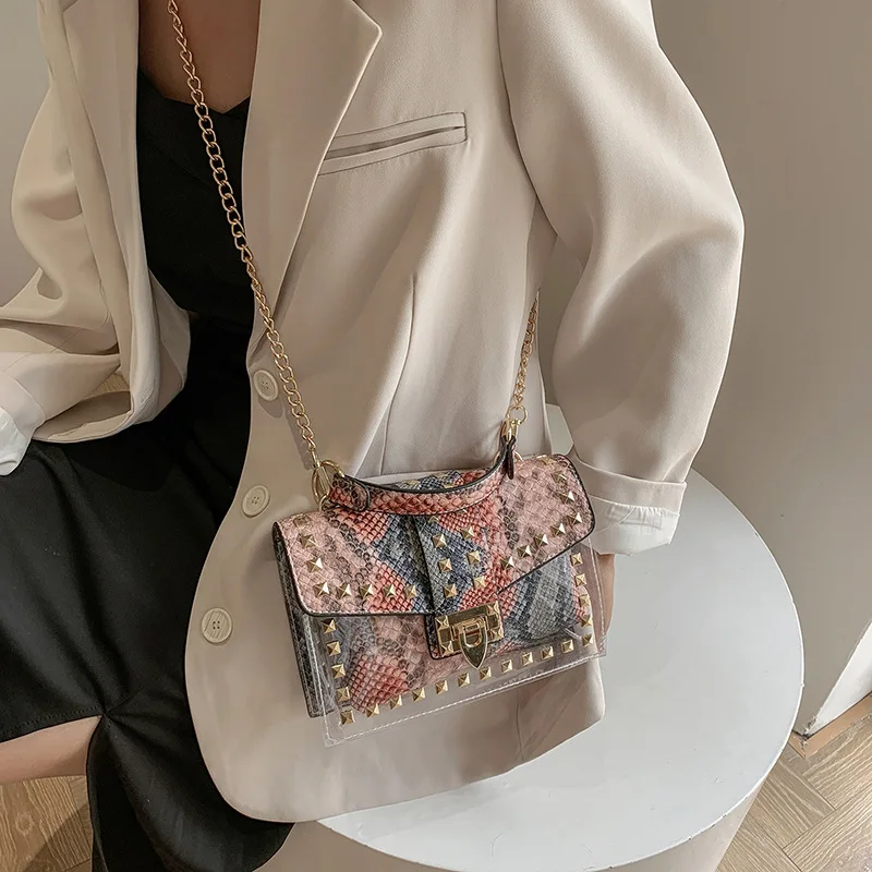 Graffiti Women\'s Shoulder Bag 2023 New Serpentine Purses and Handbags Small Leather Fashion Chain Summer Transparent Bag Woman