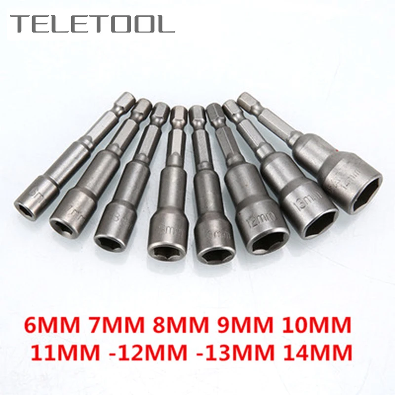 6-19Mm Bộ Lục Giác Hạt Lái Mũi Ổ Cắm Vít Bộ Cờ Lê Đầu Mũi Adapter Cho Máy Vặn Tay Cầm dụng Cụ