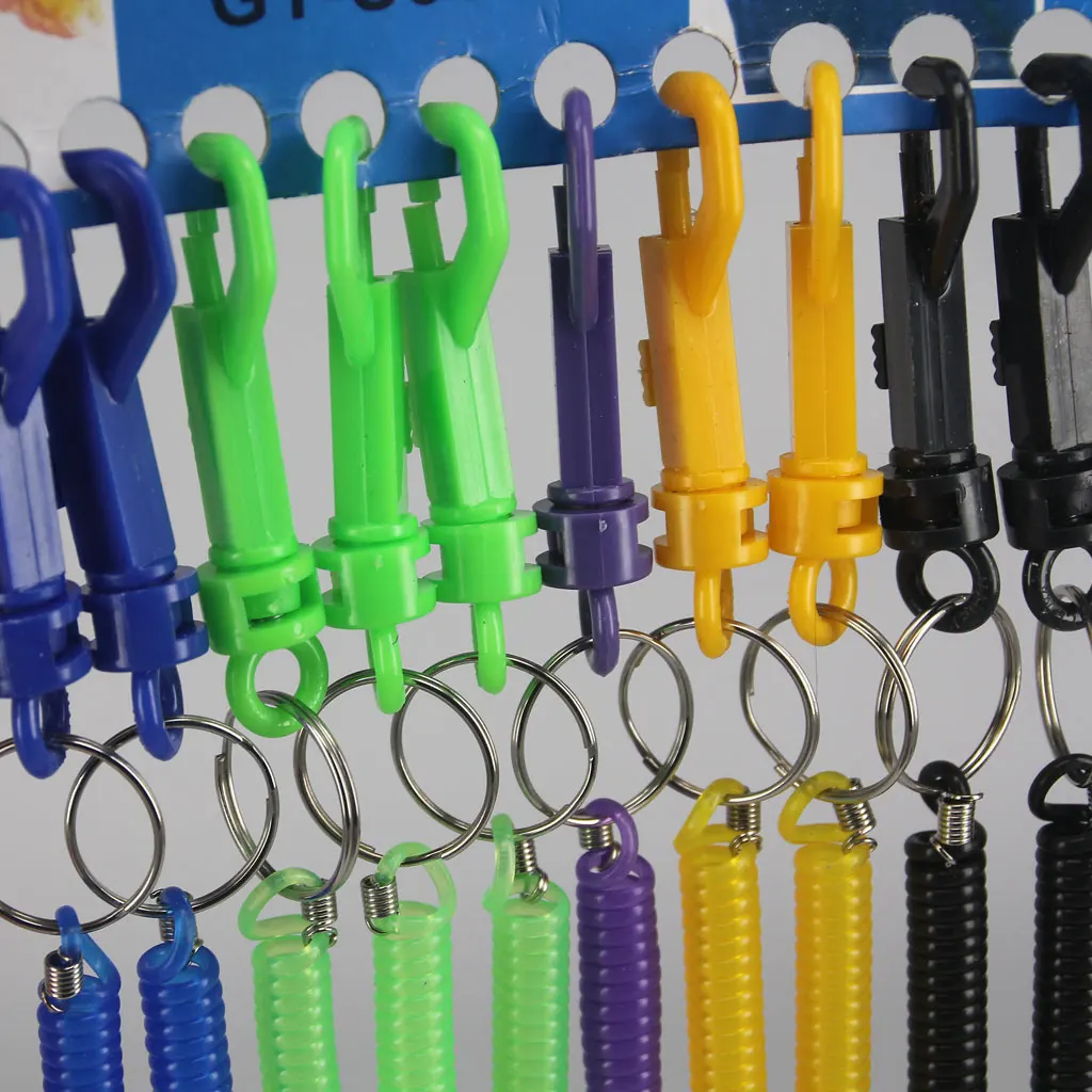 12pcs Mixed Color Retractable Spiral Stretch String Key Chain Keyrings