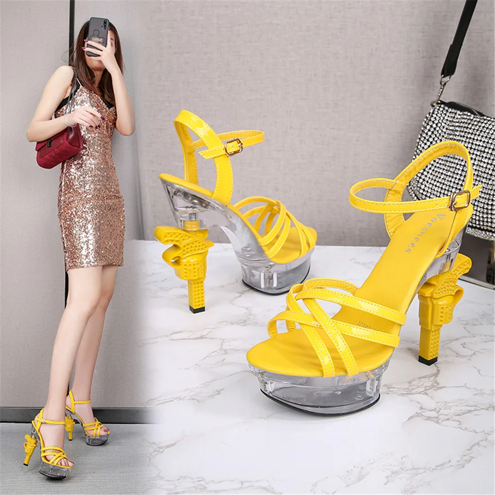 Transparent Sandals Woman 2024 Newest Waterproof Platform High Heels 14 CM Female Stilettos Fashion Show Pole Dance Shoes 34-43