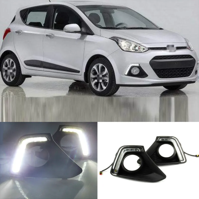 

2pcs Car LED Day Light DRL Daytime Running Light Driving Fog Lamp White For Hyundai I10 2013-2016 Xcent day light