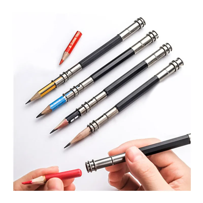 

5/10pcs Metal pencil extender pen receiver plain pencil clip double headed pencil extender pencil case kit desenho