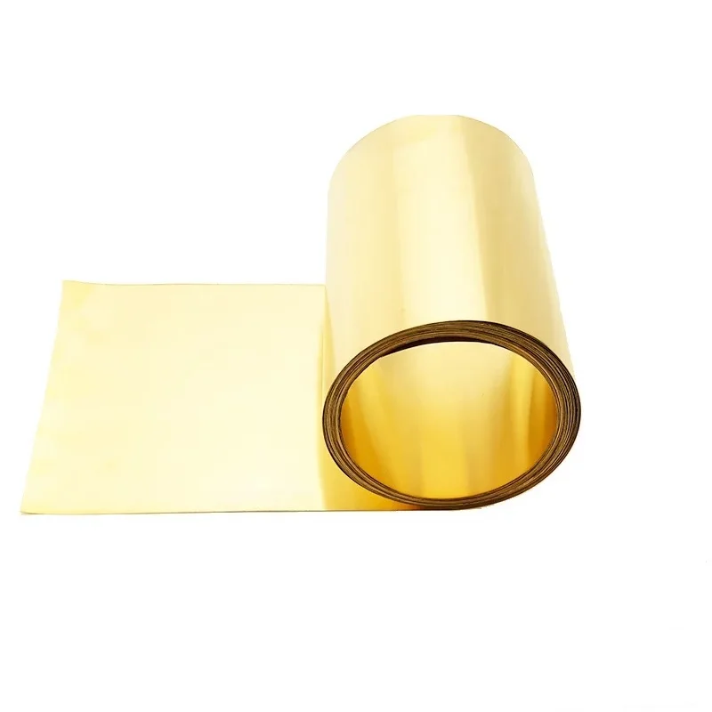 

1Meter/Roll Thin Sheet Strip Gold Film High Purity Brass Foil Plate H62 Thick 0.1/0.2/0.3/0.5MM*Width 20