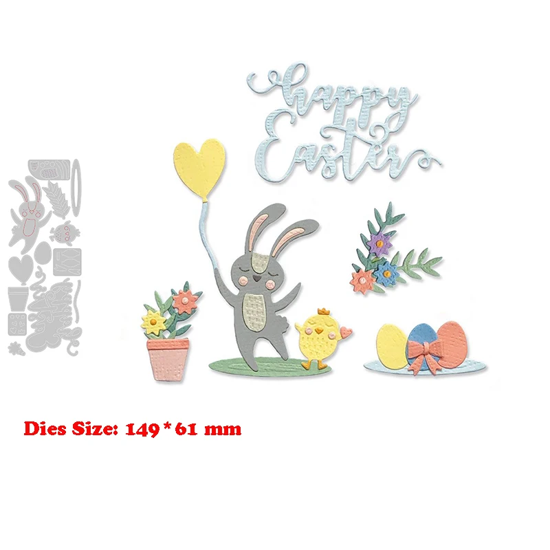 2021 New Metal Easter Decoration Eggs Rabbit Cutting Dies For Card Making Gift Scrapbooking Stencils Craft