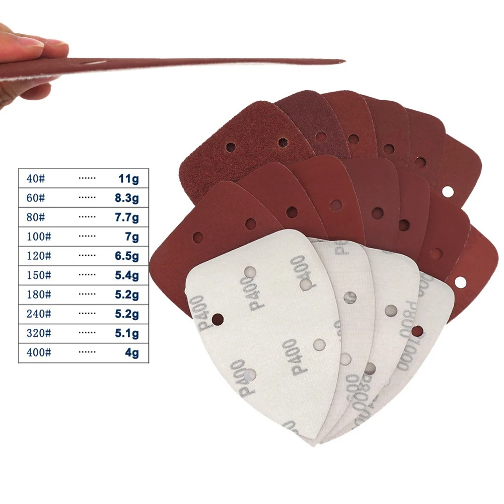 10 pçs 140*90mm 5 furos lixa triângulo areia discos almofadas ferramenta de polimento de energia triângulo lixa folhas 2020 nova chegada