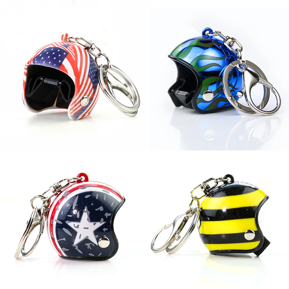 Motorcycle Helmet Keychain Star Flag Bee Kawaii Keyring DIY Doll Safety Hat Car Bag Pendant Accessory Kid's Toy Promotional Gift