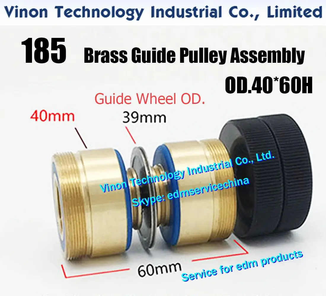 

OD40x60Hmm 185 Brass Guide Pulley Roller Assembly Parts, Brass-Roller's Diameter 40mm, Guide-Pulley's Diam. 39mm, Height 60mm