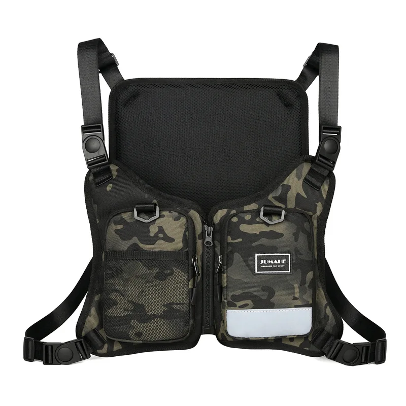 Zaino da ciclismo nero da esterno zaino in tessuto Oxford Camouflage riflettente da Jogging maratona borsa sportiva borsa da strada