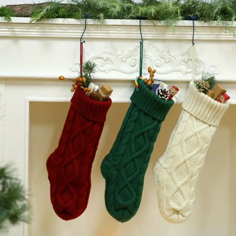 New knit Christmas Stocking items Blank pet Christmas stockings Holiday Stocks Family Indoor Decoration LX8569