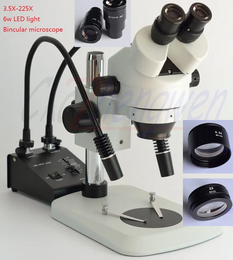 FYSCOPE  3.5X-225X Binocular Soldering Zoom Stereo Microscope with LED Gooseneck Lights