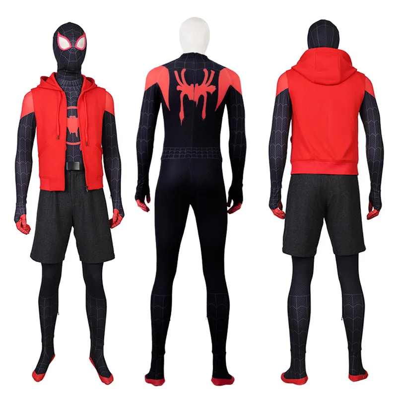 Halloween Outfits for Men Cool Spider Bodysuit Miles Cosplay Costume Jacket Jumpsuits Full Set